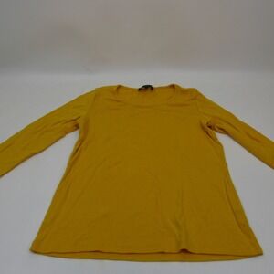 Jones New York Shirt Womens Large Yellow Long Sleeve Crewneck Casual Top‎ Cotton